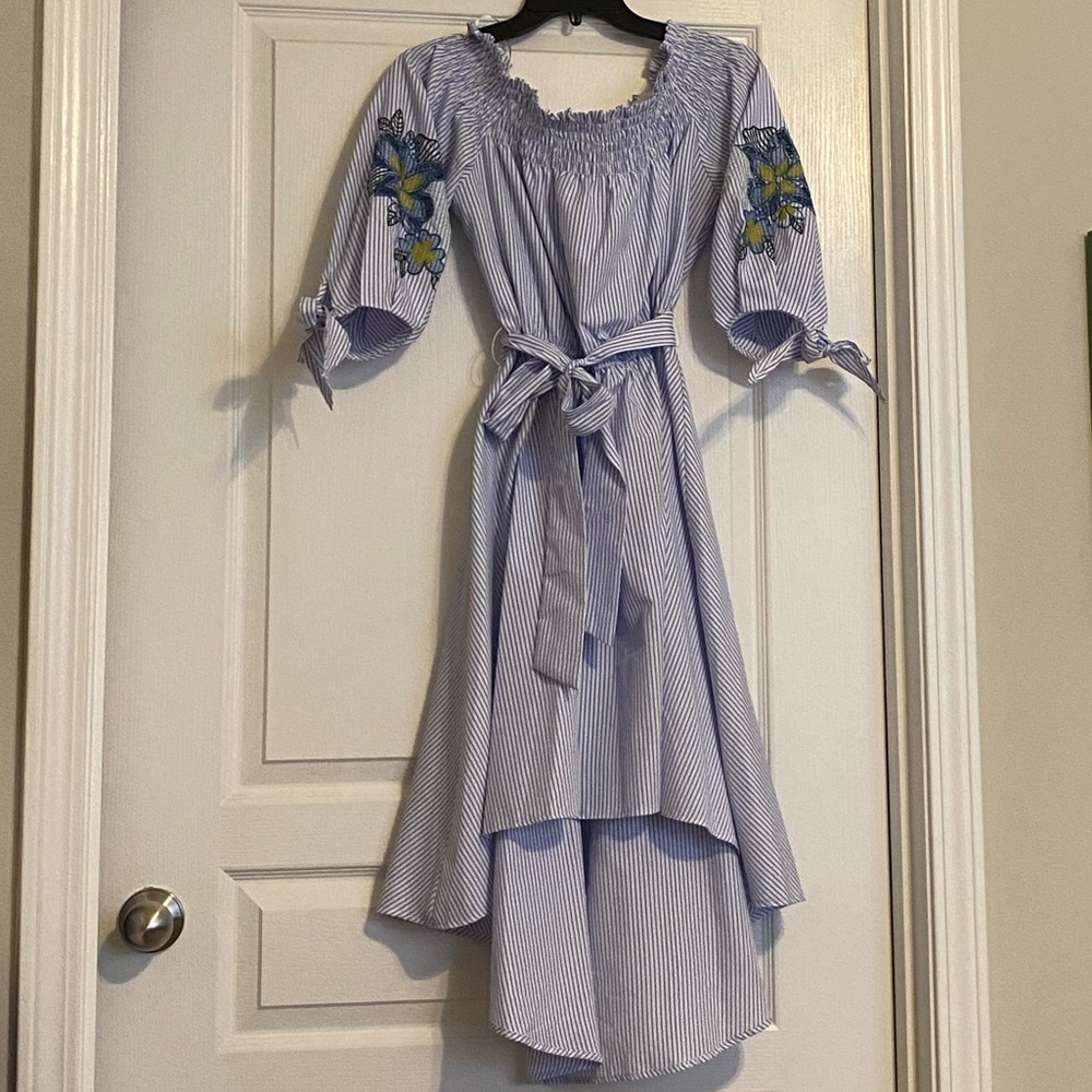Astr Blue High-Low Embellished Sundress